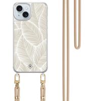 iPhone 15 hoesje met beige koord - Palm leaves beige - thumbnail
