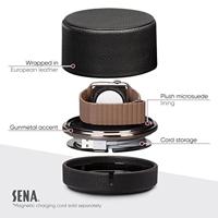 SENA - Laadstation van leer voor Apple Watch, reisoplader voor alle maten 38mm, 40mm, 42mm, 44mm - zwart - thumbnail