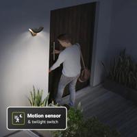 Leeds - LED Wandlamp met sensor - 10 Watt 780 Lumen - Bewegingssensor en schemerschakelaar - 3000K warm wit licht - zwart - thumbnail