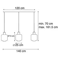 QAZQA Design hanglamp zwart met smoke glas 3-lichts 161,5 cm - Qara - thumbnail