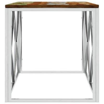 Salontafel roestvrij staal en massief hergebruikt hout - thumbnail