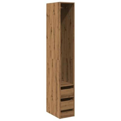 Kledingkast 30x50x200 cm bewerkt hout artisanaal eikenkleur
