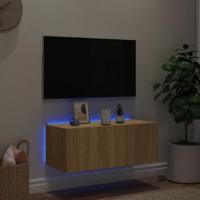 Tv-wandmeubel met LED-verlichting 80x35x31 cm sonoma eikenkleur - thumbnail
