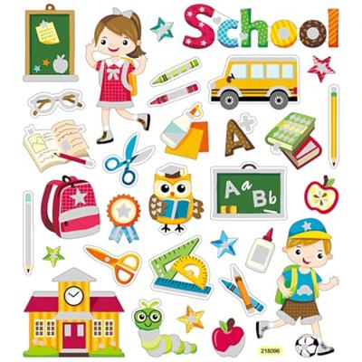 Creotime stickervel school 16,5 x 15 cm 32 stuks