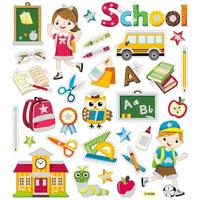 Creotime stickervel school 16,5 x 15 cm 32 stuks - thumbnail