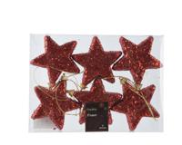 Kerst sterren 6 stuks rood - thumbnail
