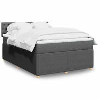 Boxspring met matras stof donkergrijs 140x200 cm - thumbnail