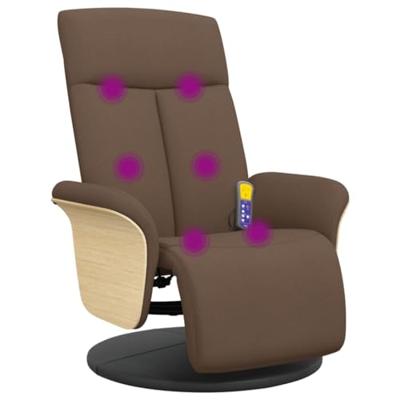 Massagestoel verstelbaar met voetensteun stof bruin