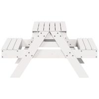 Picknicktafel met zandbak voor kinderen massief grenenhout wit - thumbnail