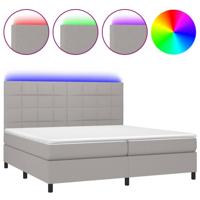 Boxspring met matras en LED stof lichtgrijs 200x200 cm - thumbnail