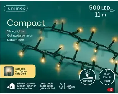 LED compact rice lights 500 lamps soft gold - thumbnail