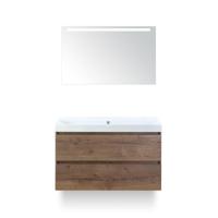 Maxx XL Badmeubelset 100 cm - Tabacco - Wastafel Just Zonder kraangat - met LED Spiegel - thumbnail
