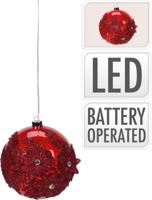 led bal glas bloem 15 cm rood Nampook - Nampook - thumbnail