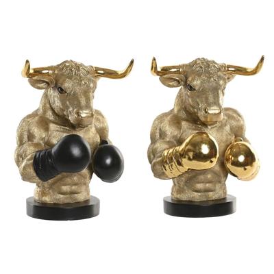 Decoratieve figuren Home ESPRIT Zwart Gouden Stier 25,5 X 24,5 X 33,5 CM (2 Stuks)