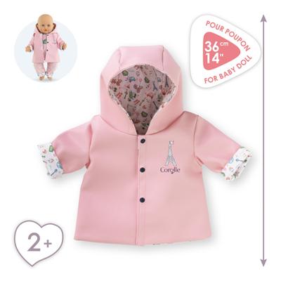 Corolle omkeerbare regenjas voor babypop, 36cm