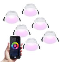 Set van 6 Finn smart inbouwspots - IP44 waterdicht - 10 Watt 630lm - Wifi + Bluetooth - RGBWW - Google Home, Amazon Alexa en Siri - Wit - Voor binnen, buiten en badkamer - thumbnail