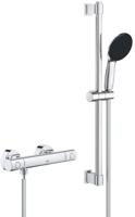 GROHE Precision Get QuickFix Doucheset - thermostatische douchekraan - met glijstangset - 60cm - ronde handdouche - 1 straalsoort - gladde doucheslang - chroom 34856000 - thumbnail