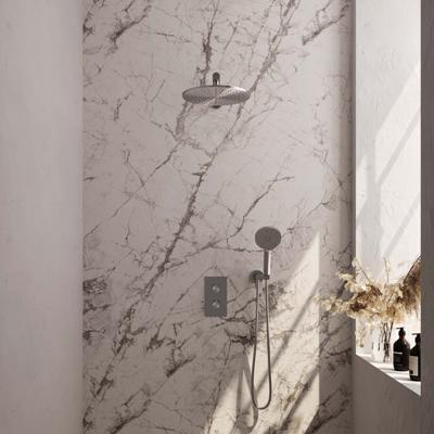 Brauer Brushed Carving Thermostatische Regendoucheset Inbouw - Hoofddouche 30 cm - Rechte Wandarm - 3 Weg - Handdouche 3 Standen - Doucheslang - Wandaansluitbocht - Rvs