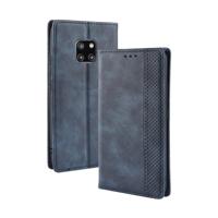 Magnetische Buckle retro textuur horizontale Flip lederen case voor Huawei mate 20 Pro met houder & kaartsleuven & portemonnee (blauw) - thumbnail