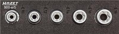 HAZET Dopsleutel 900-E/5 - 1/2 inch (12,5 mm) vierkant hol - Buiten-TORX®-profiel - 5-delig - E10 - E18 HAZET Dopsleutel 900-E/5 - 1/2 inch (12,5 mm) vierkant hol - Buiten-TORX®-profiel - 5-delig - E10 - E18
