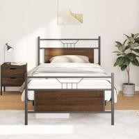 Bedframe zonder matras bewerkt hout bruin eikenkleur 100x190 cm - thumbnail