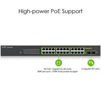 Zyxel 24-poorts Gigabit PoE-switch |Smart managed| Rekmontage |24 PoE+-poorten met 170 Watt totaal vermogen en 2 SFP-poorten| VLAN, IGMP, QoS| Levenslange garantie [GS1900-24HPv2] - thumbnail