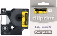 Rillprint compatible D1 tape voor Dymo 45018, 12 mm, zwart op geel - thumbnail