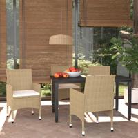 5-delige Tuinset met kussens poly rattan beige - thumbnail