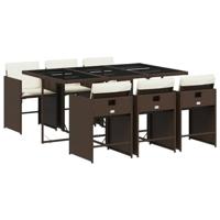 7-delige Tuinset met kussens poly rattan bruin - thumbnail
