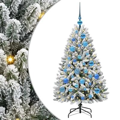 Kunstkerstboom met 150 LED Groen en Wit 120 cm PVC en Metaal