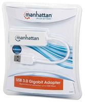 Manhattan USB 3.0 naar Gigabit Ethernet-adapter 10/100/1000 Mbit/s Gigabit Ethernet USB 3.0 wit 506847 - thumbnail