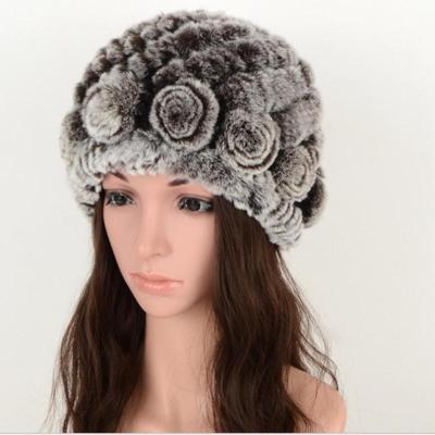 Echte konijn bont gras ananas Hat Koreaanse versie van de Women's warm earmuffs (dubbel bruin)