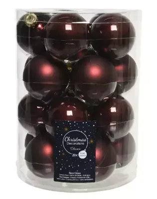 Decoris kerstballen glas 20st mahonie 6cm Decoris kerstballen glas 20st mahonie 6cm