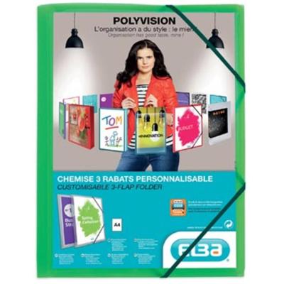 Elastomap Oxford Polyvision A4 met insteektas 3 kleppen PP groen