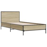Bedframe bewerkt hout metaal sonoma eikenkleurig 180x200 cm - thumbnail
