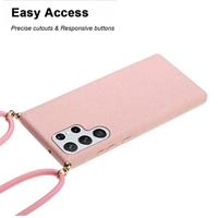Lunso - Backcover hoes met koord - Samsung Galaxy S22 Ultra - Roze - thumbnail