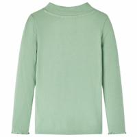Kindershirt met lange mouwen lage col 140 donkermintkleurig - thumbnail