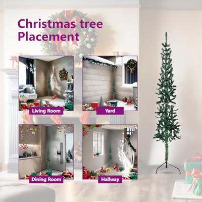 VidaXL Kunstkerstboom half met standaard smal 150 cm groen
