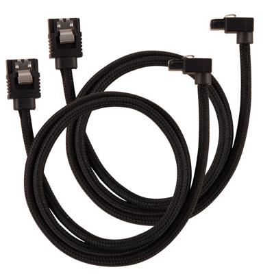 Corsair Premium SATA3-kabel, schuin/recht (6Gbps, 60 cm 90 graden), met ommanteling, zwart