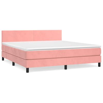 Boxspring met matras fluweel roze 180x200 cm