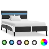 Bedframe met LED kunstleer grijs 90x200 cm - thumbnail