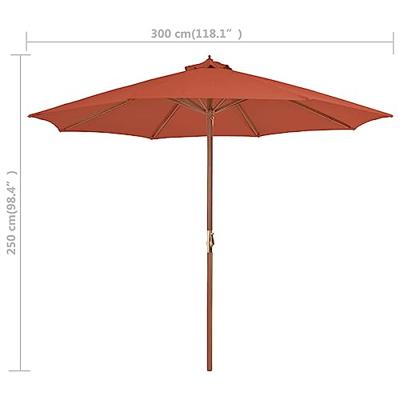 VidaXL Parasol met houten paal 300 cm terracotta