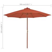 VidaXL Parasol met houten paal 300 cm terracotta - thumbnail