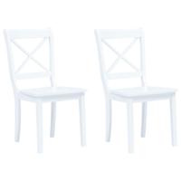 Eetkamerstoelen 2 st massief rubberwood wit - thumbnail