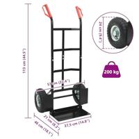 Handtrolley Zwart en Rood 57 x 46 x 113 cm Staal - thumbnail