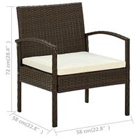 VidaXL Tuinstoel met kussen poly rattan bruin - thumbnail