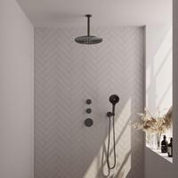 Brauer Gunmetal Carving Thermostatische Regendoucheset Inbouw - Hoofddouche 30 cm - Handdouche 3 Standen - Doucheslang - Wandaansluitbocht - Gunmetal - thumbnail
