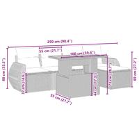 6-delige Loungeset met kussens poly rattan acacia beige - thumbnail