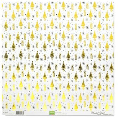 Mundart Stempel • papier dennenbomen 30,5x30,5cm goud-zwart