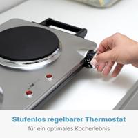 Clatronic DKP 3668 271722 Dubbele kookplaat 2 gescheiden temperatuurregelaars - thumbnail